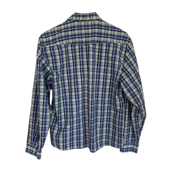 Coyote Moon Navy Blue and Yellow Plaid Western Pearl Snap Shirt - Large - Picture 3 of 5